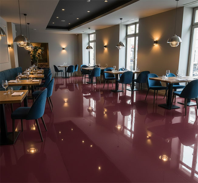 Pavimento decorativo de diseño en salón de restaurante